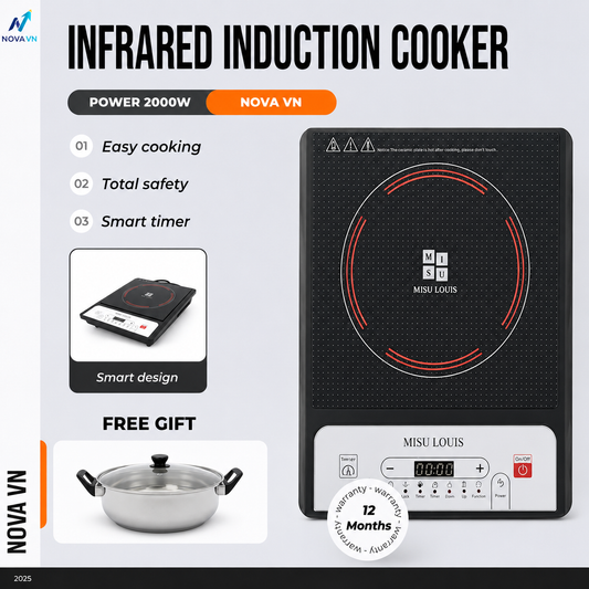 2000W Touch Control Induction Cooktop with Tempered Glass Pot – Energy Saving, Safe, Easy to Use & Multi-Cooking Modes 🍳⚡