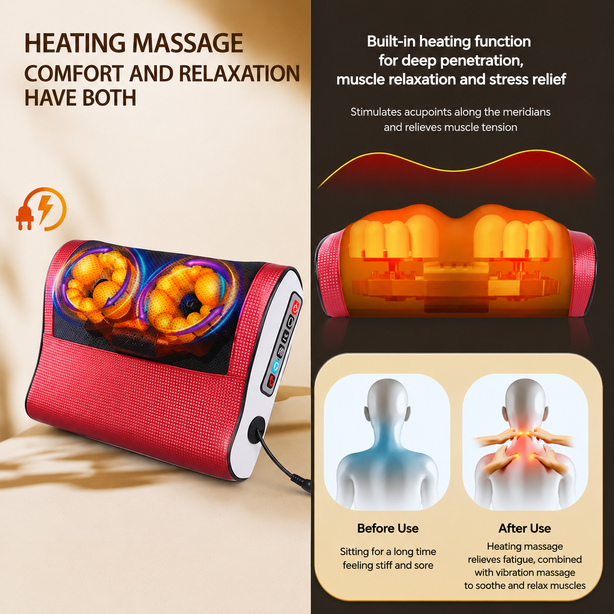 20-Node Infrared Neck & Shoulder Massager – Pain Relief & Blood Circulation Support 💆‍♂️🔥
